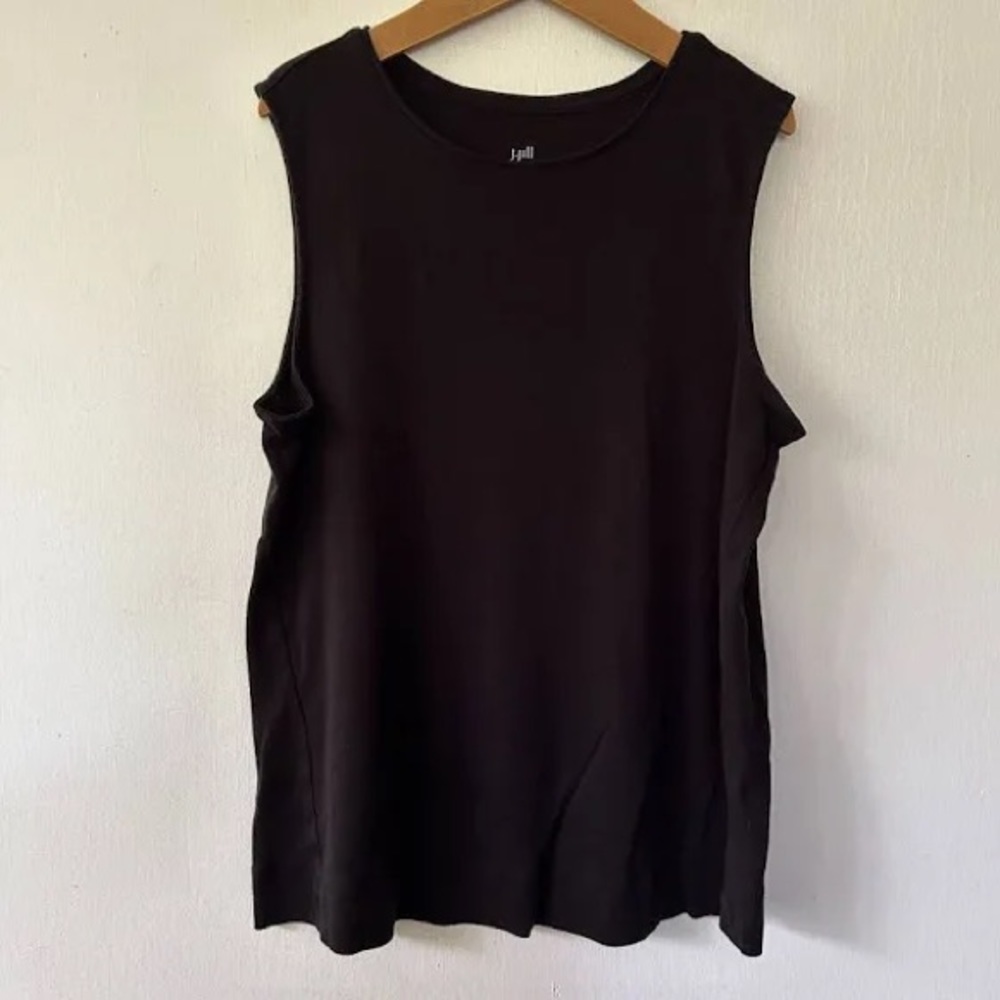 J. Jill Black Sheer Lined Flowy Tank Top Women’s Size Large Petite like new
